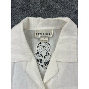David Dart Collection 100% Linen White Shirt Jacket Lace Skull Back Women XL